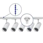 Complete Set 1-Phase Rail 2 Meter White | incl. 5x Spot + GU10 2700K 3W Dimmable + End Cap, Power Connector and I-Connector